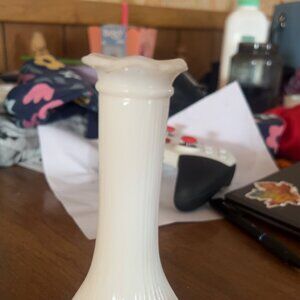 Milk glass Ceramic Flower vase - Scalloped Petal Design